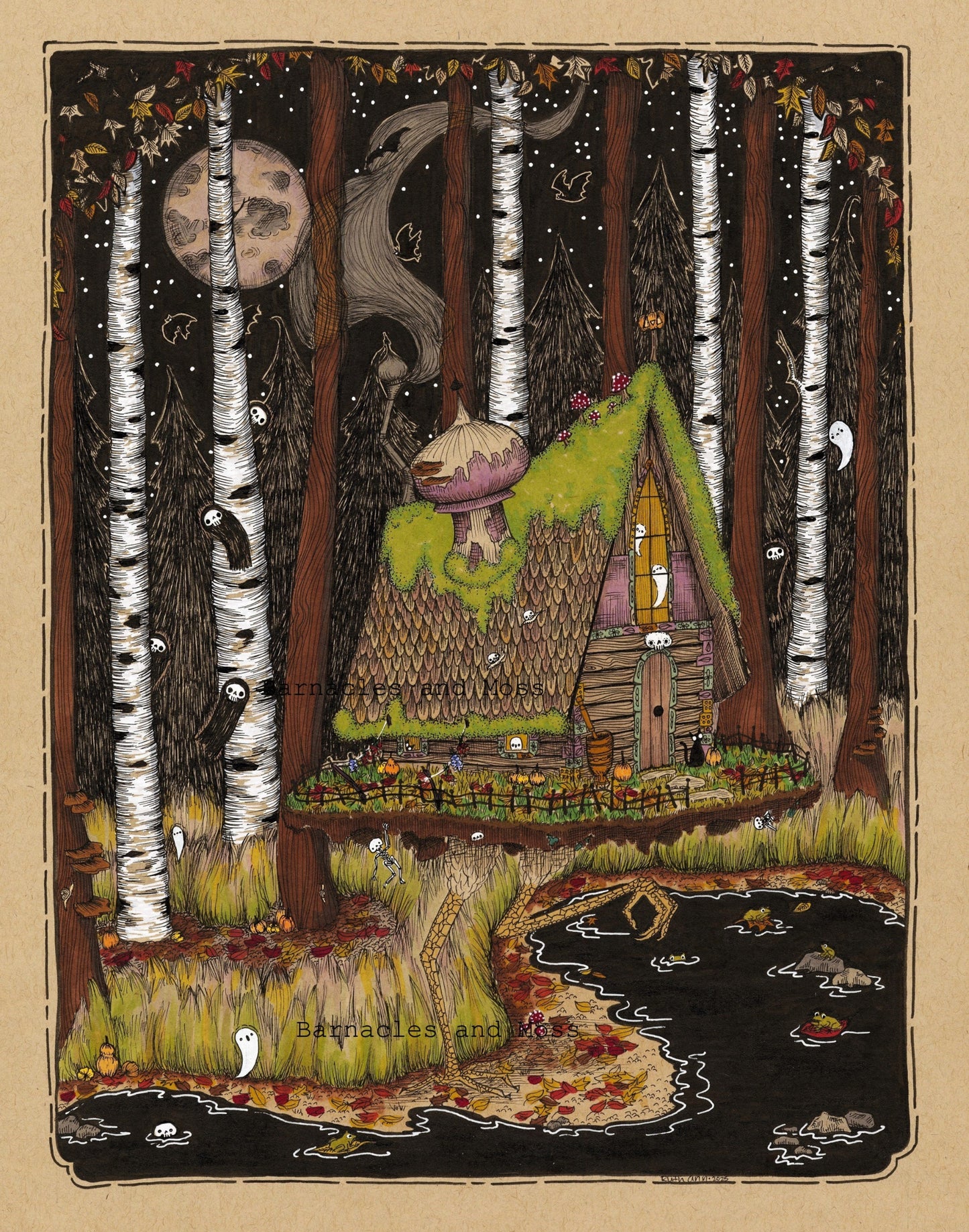 Baba Yaga's Hut In Autumn Fine Art Print