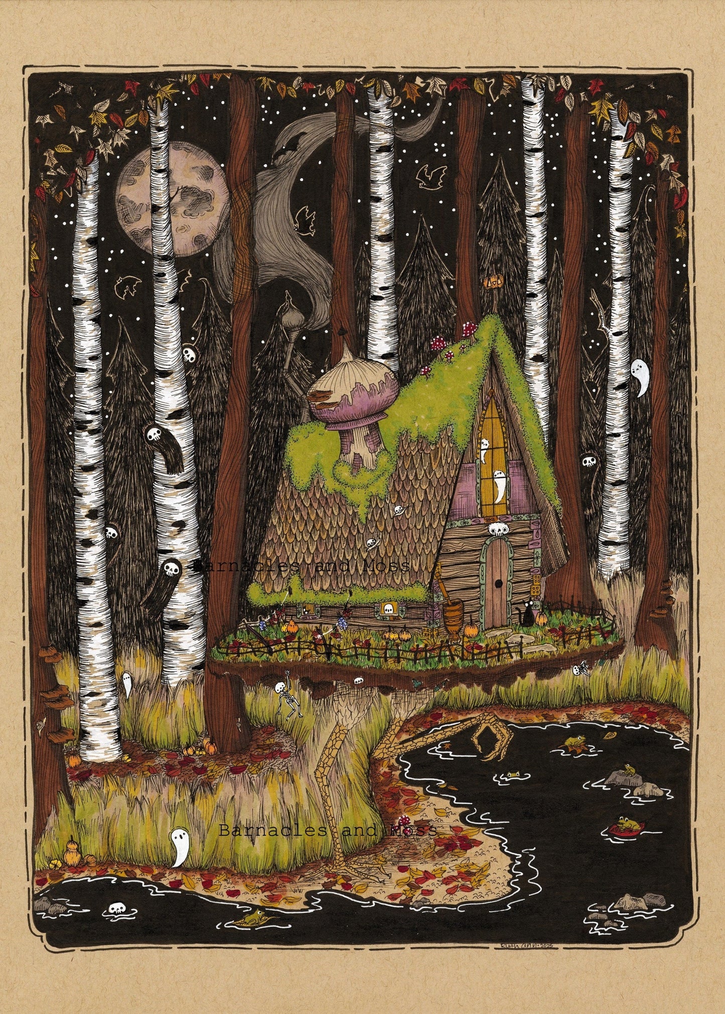Baba Yaga's Hut In Autumn Fine Art Print