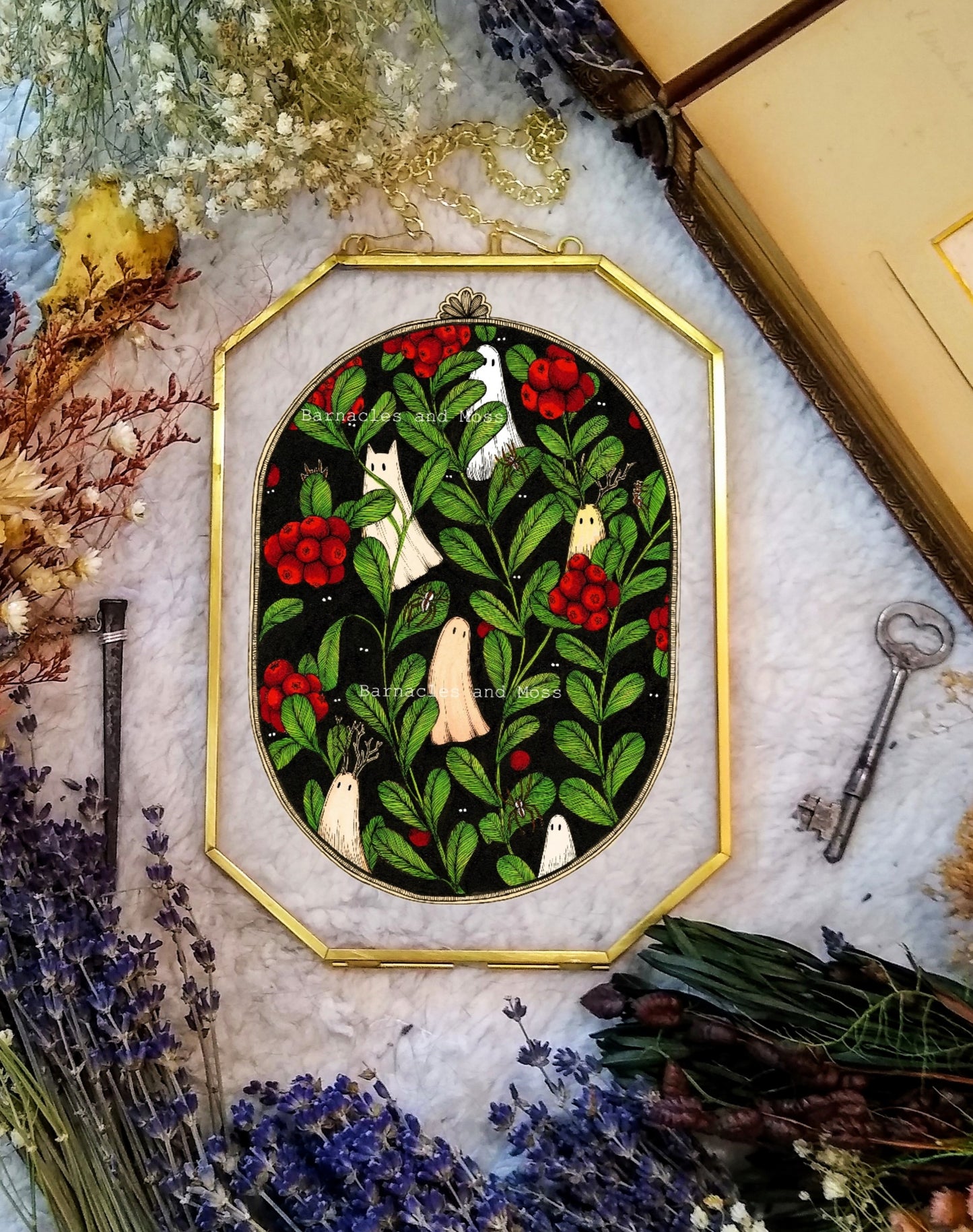 Bog Spiders In The Cranberries Fine Art Print
