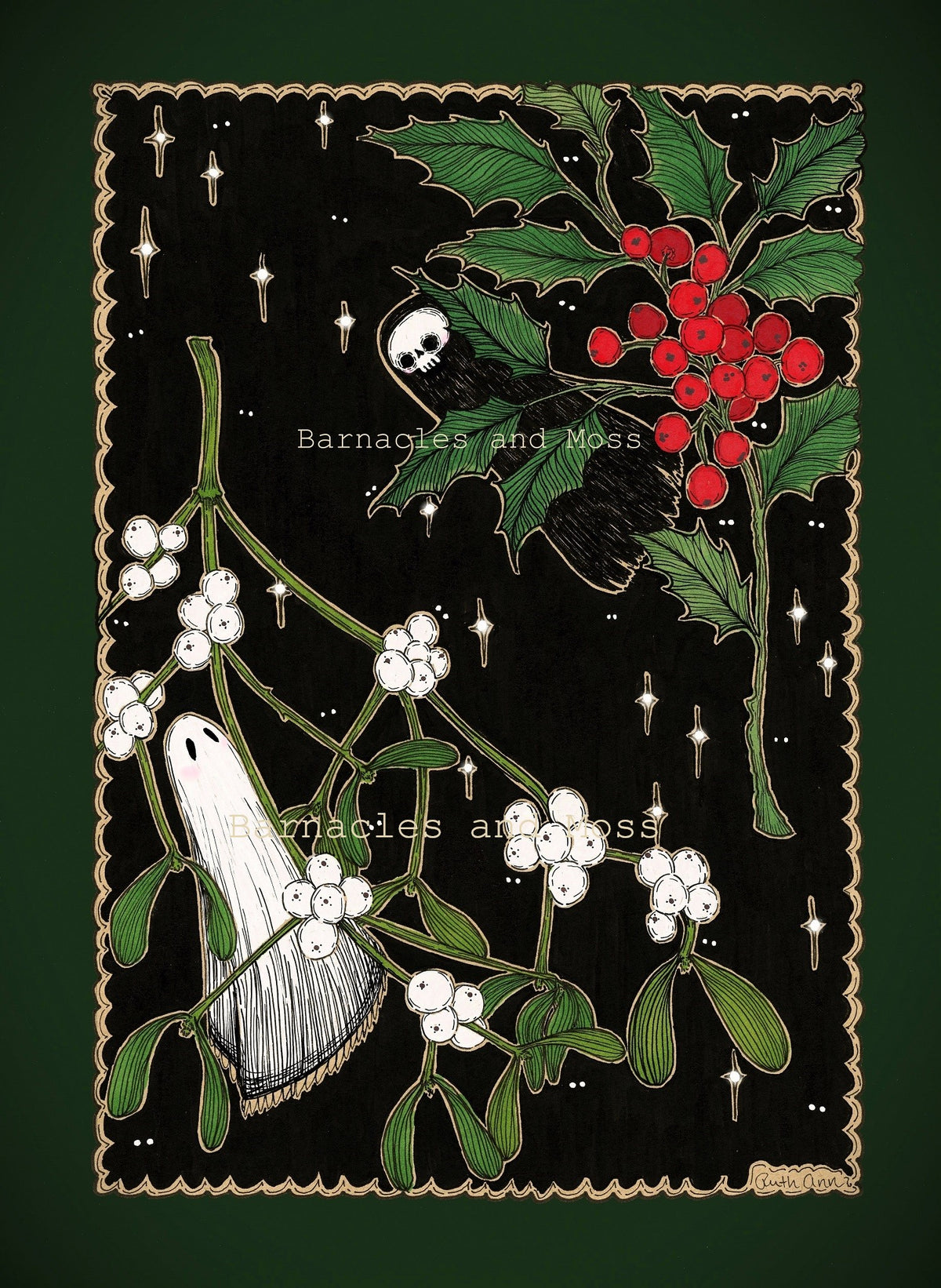 Haunted Holly and Mistletoe Fine Art Print