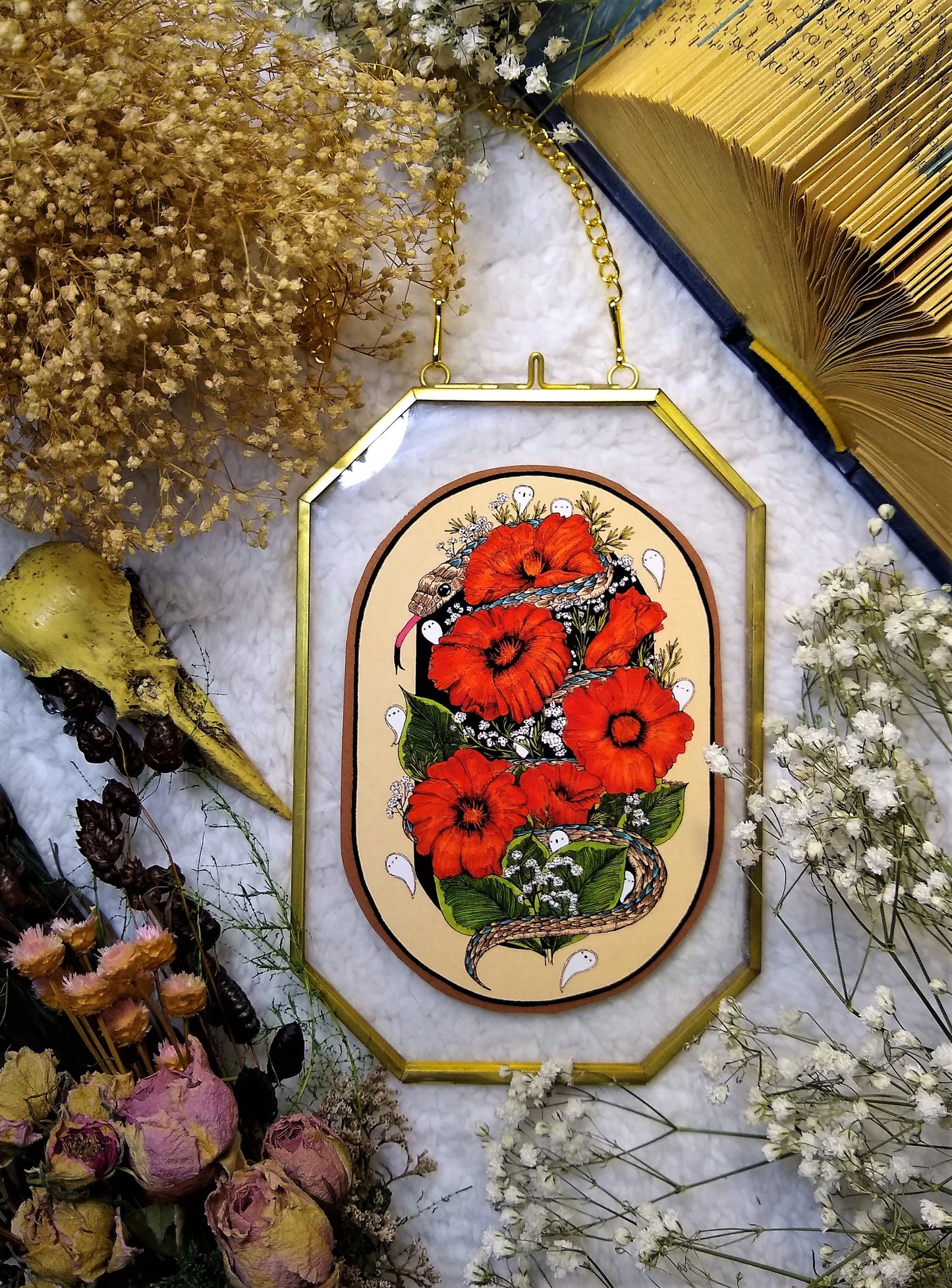 Garter Snake in the Haunted Poppies Fine Art Print