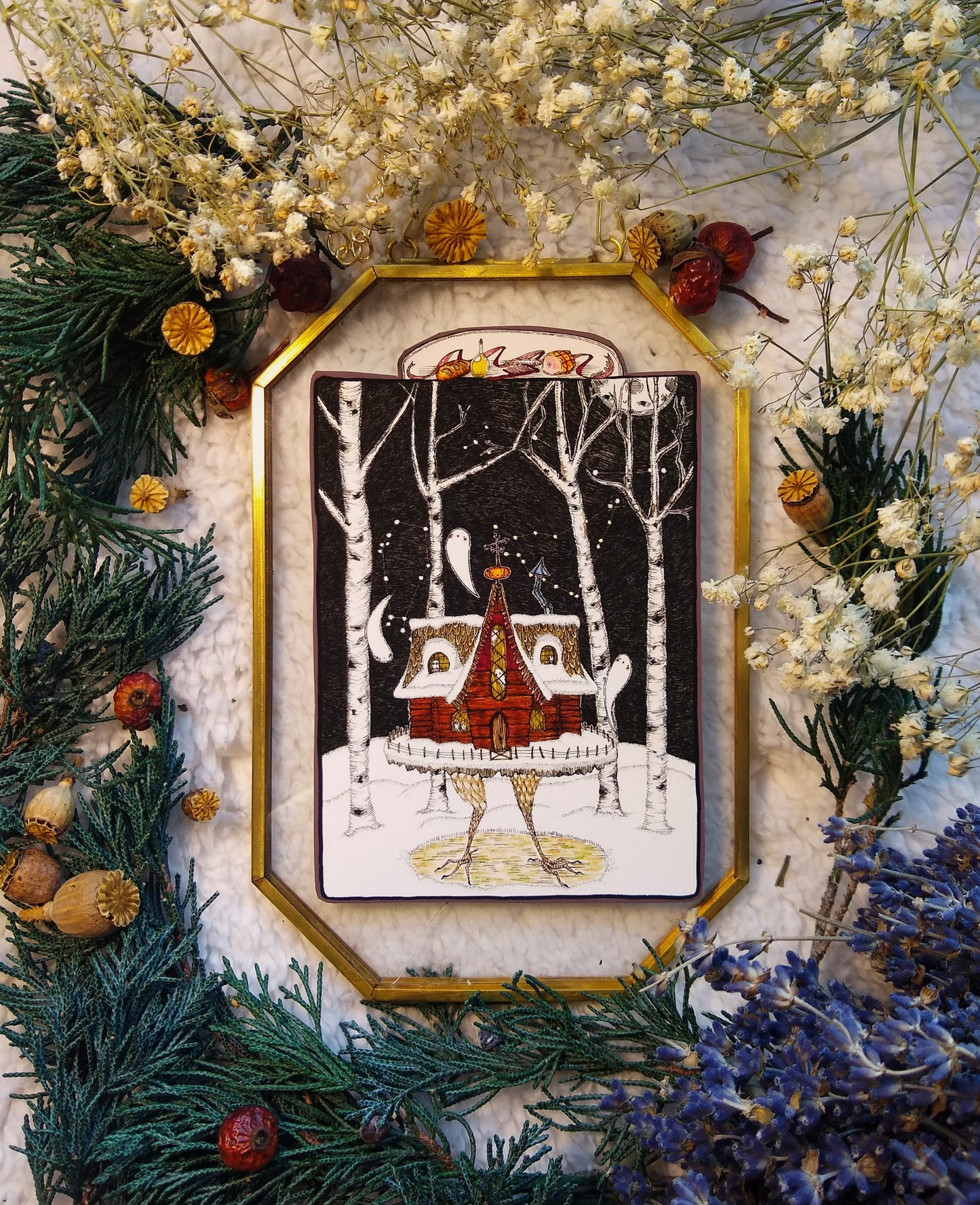 Baba Yaga's House In Winter Fine Art Print