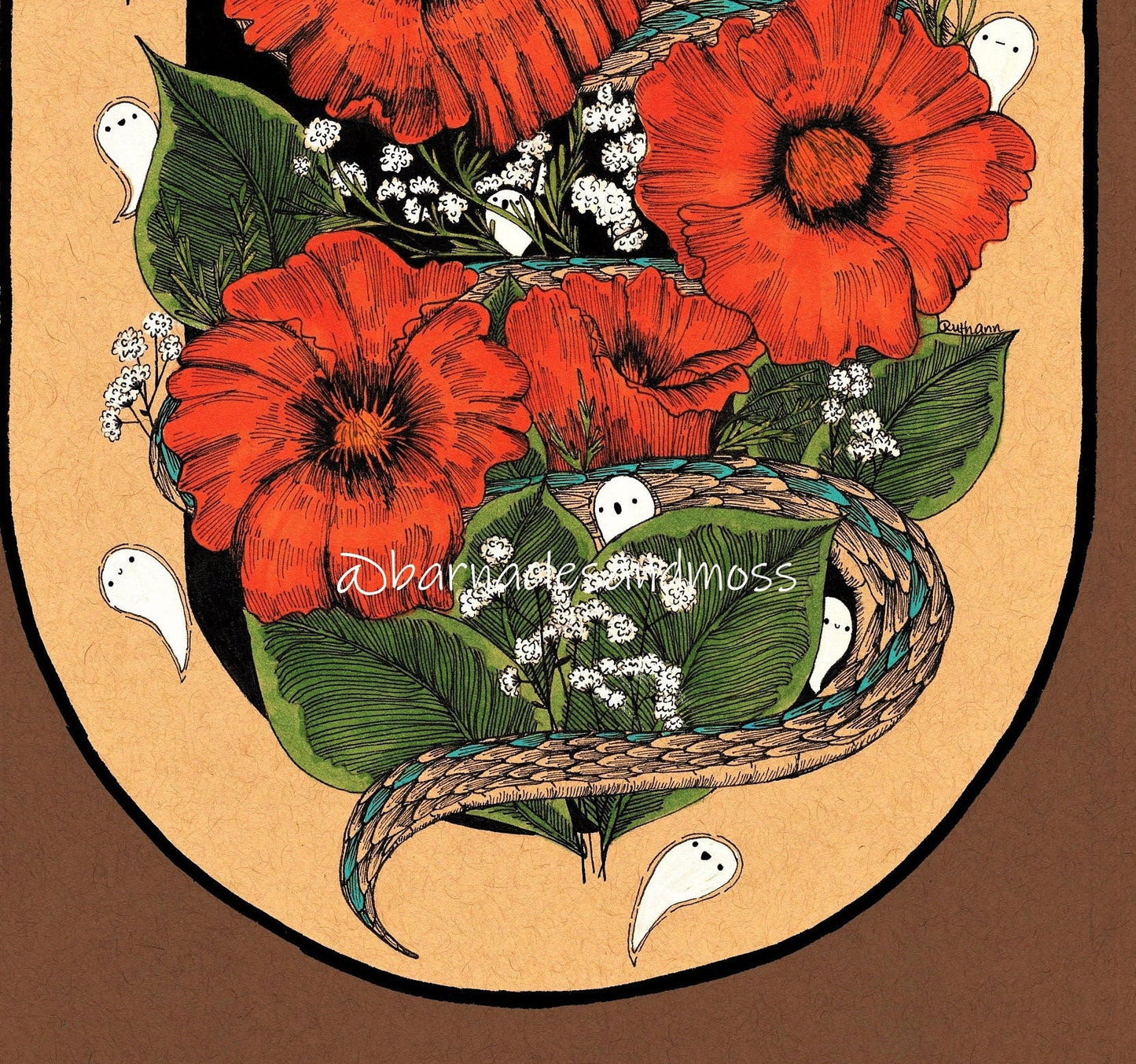 Garter Snake in the Haunted Poppies Fine Art Print