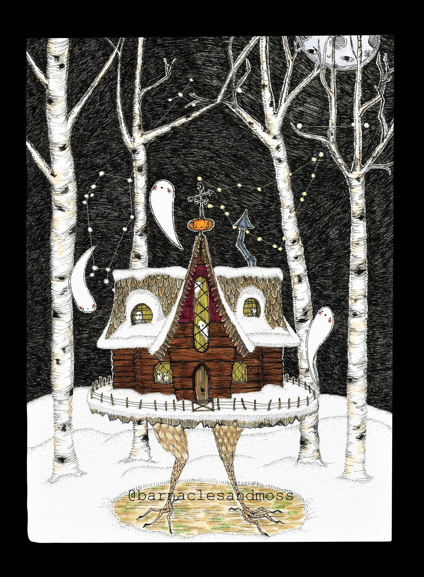 Baba Yaga's House In Winter Fine Art Print