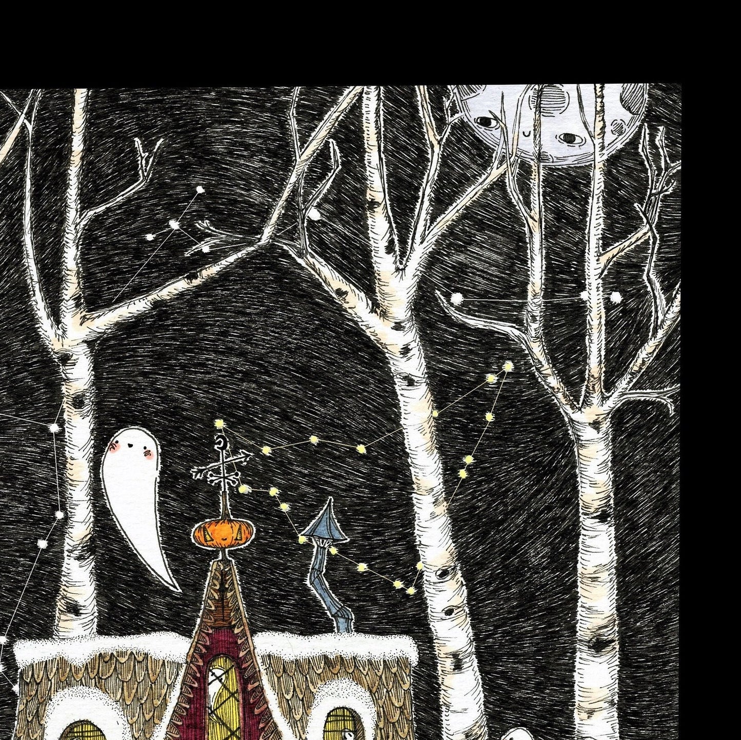 Baba Yaga's House In Winter Fine Art Print