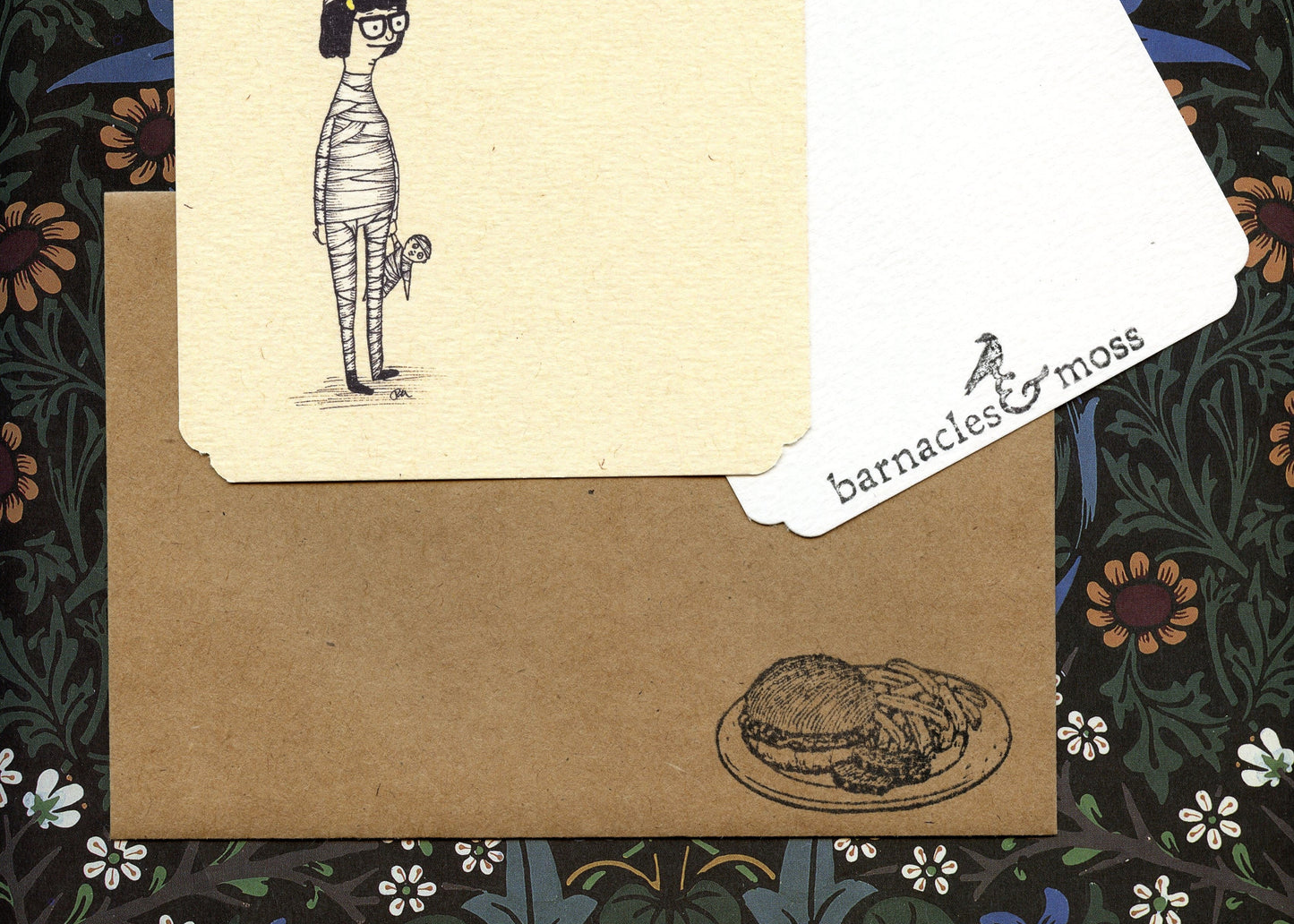 Set of 6 Frameable Burger People Card Set | Envelopes Included