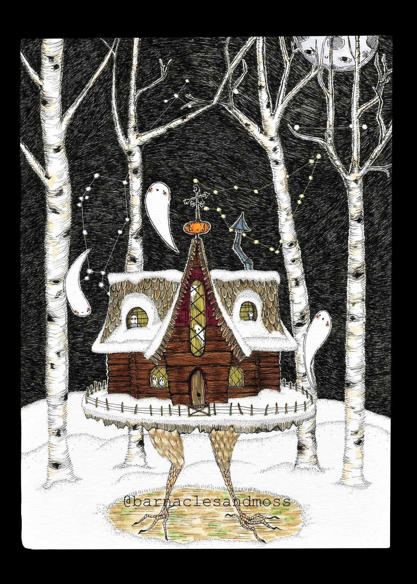 Baba Yaga's Hut in Winter Fine Art Print