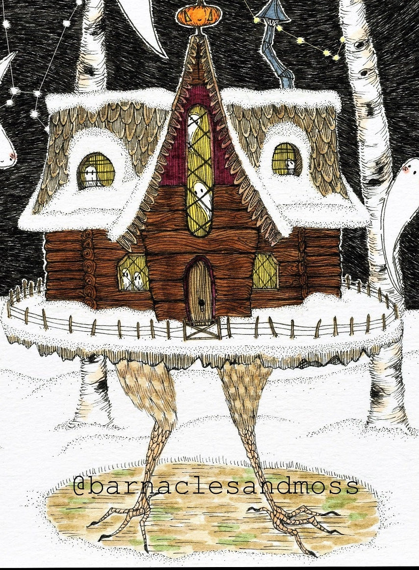 Baba Yaga's Hut in Winter Fine Art Print