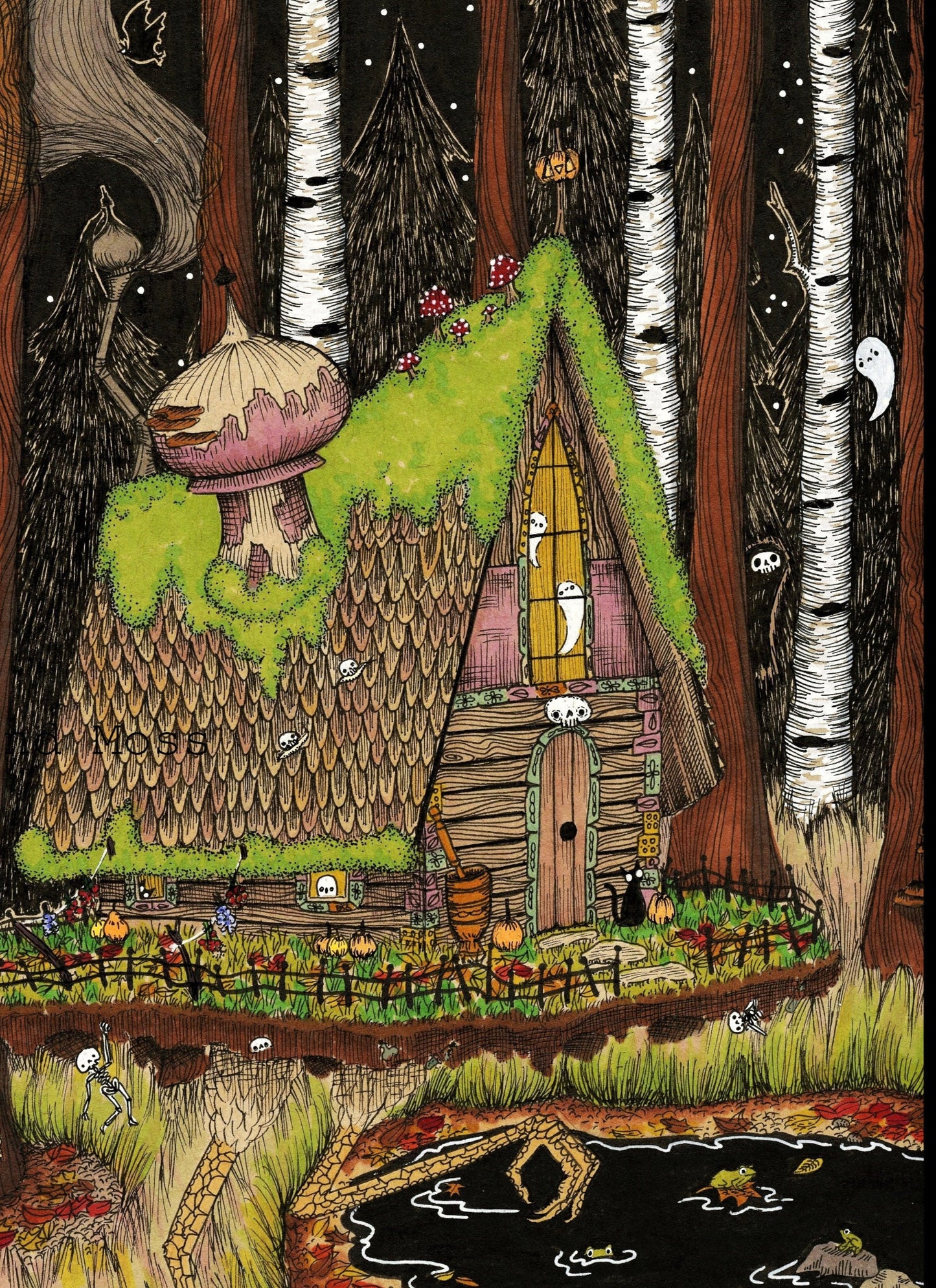 Baba Yaga's Hut In Autumn Fine Art Print