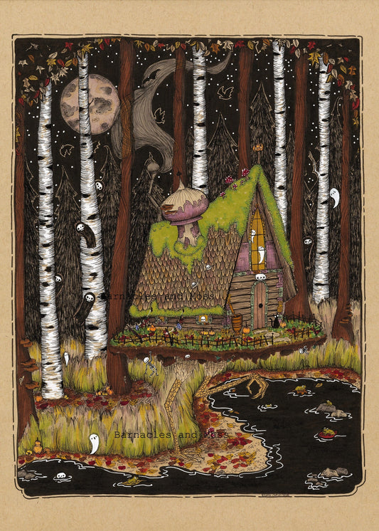 Baba Yaga's Hut In Autumn Fine Art Print