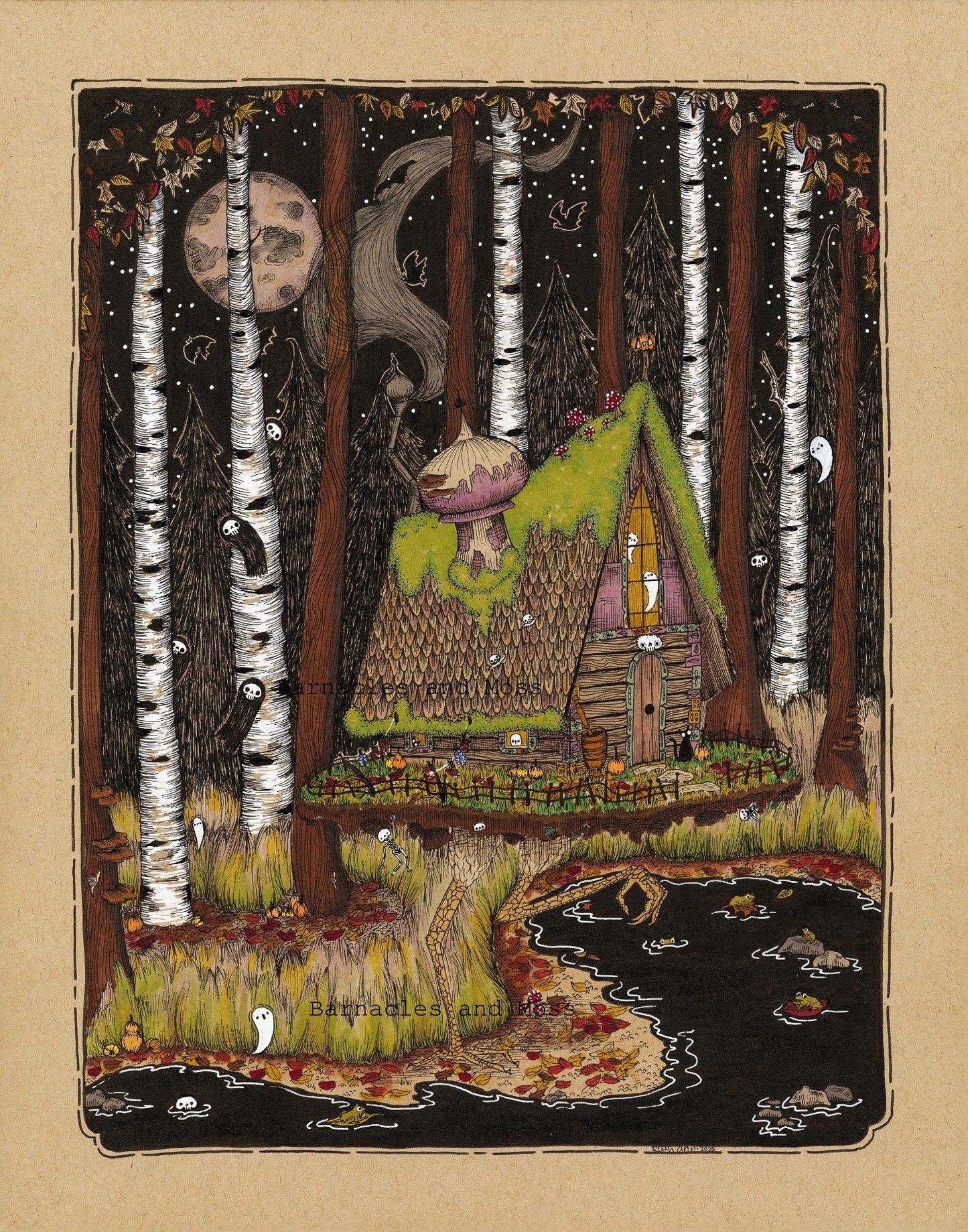 Baba Yaga's Hut in Autumn Fine Art Print