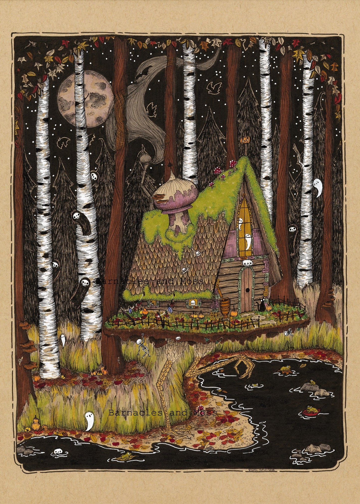 Baba Yaga's Hut in Autumn Fine Art Print