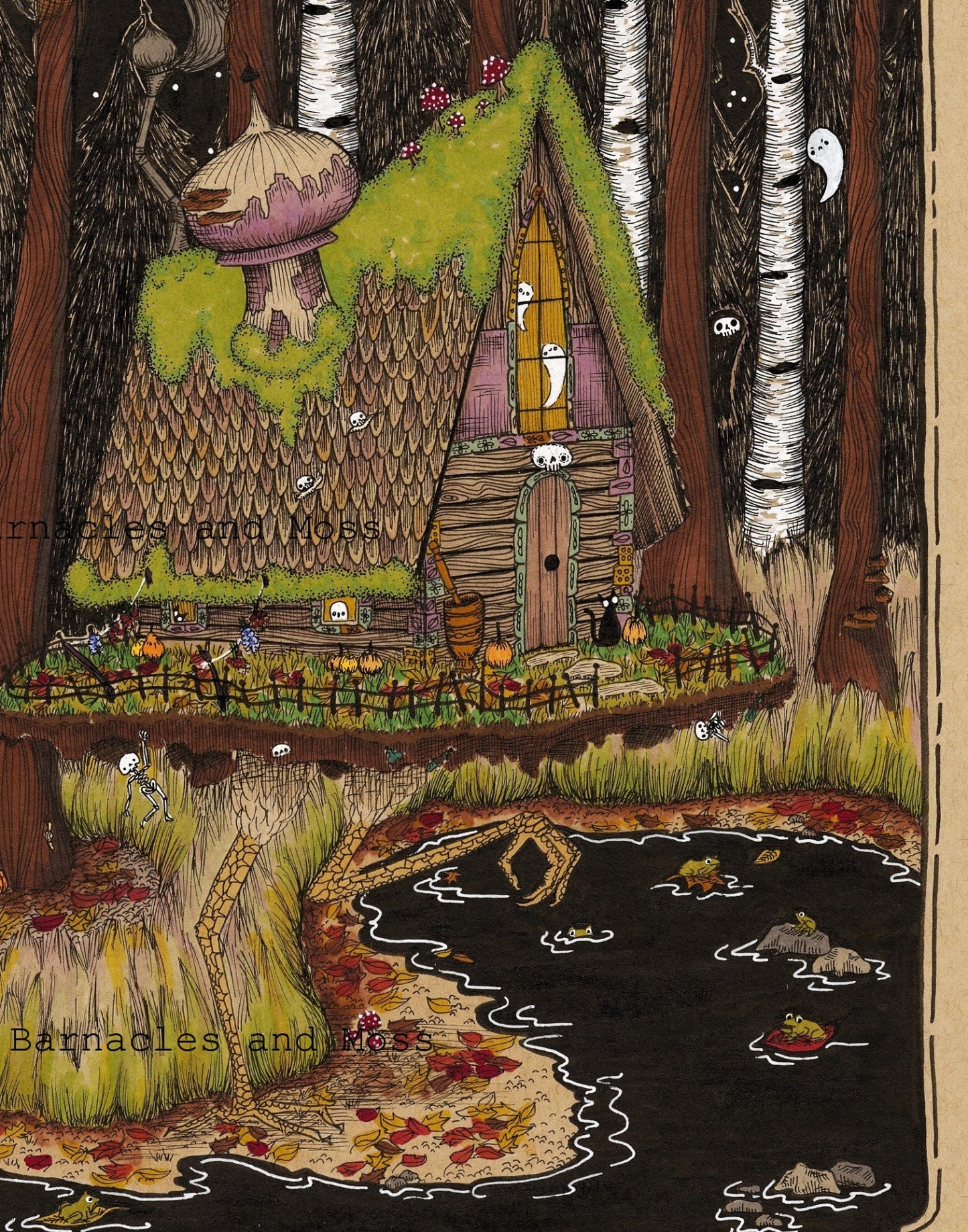 Baba Yaga's Hut in Autumn Fine Art Print