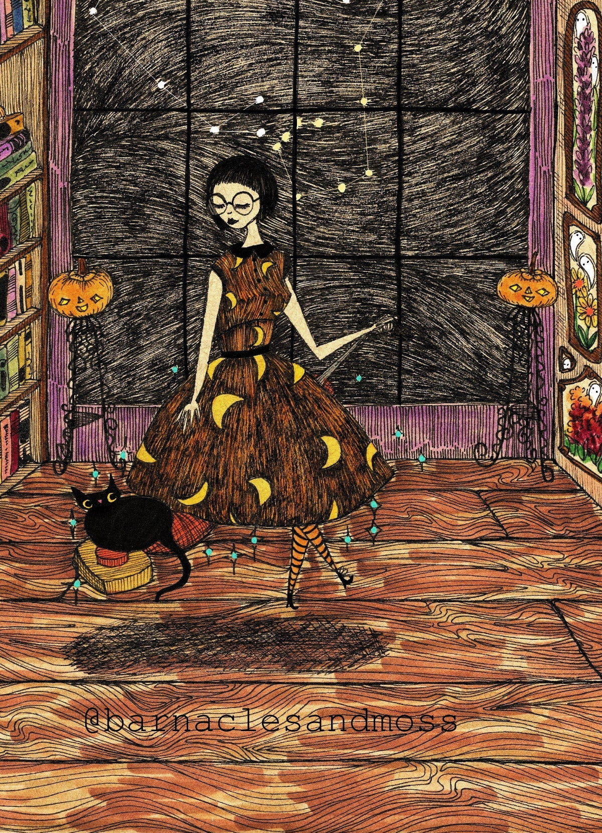 Wobble The Witch Cat Fine Art Print