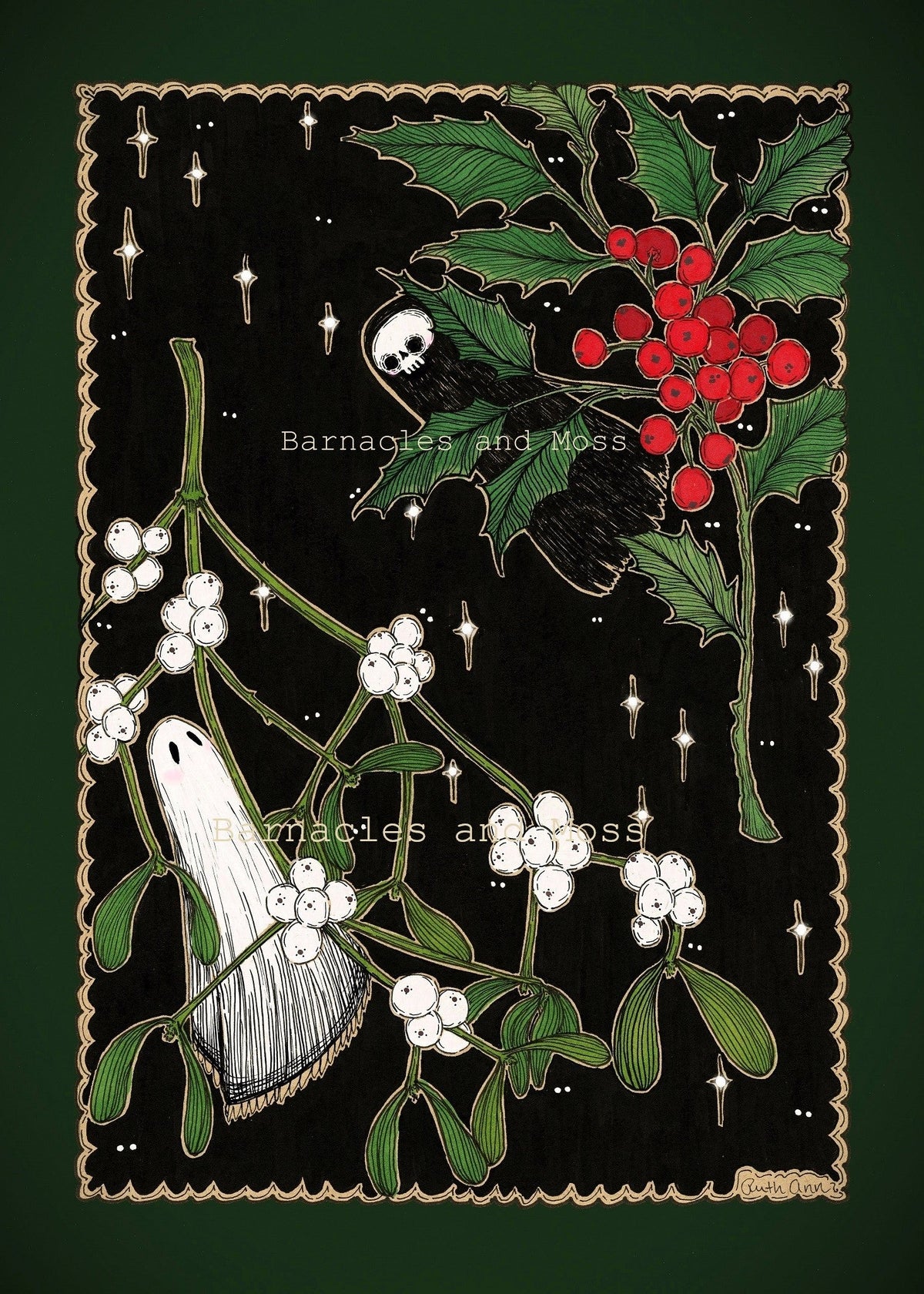 Haunted Holly and Mistletoe Fine Art Print