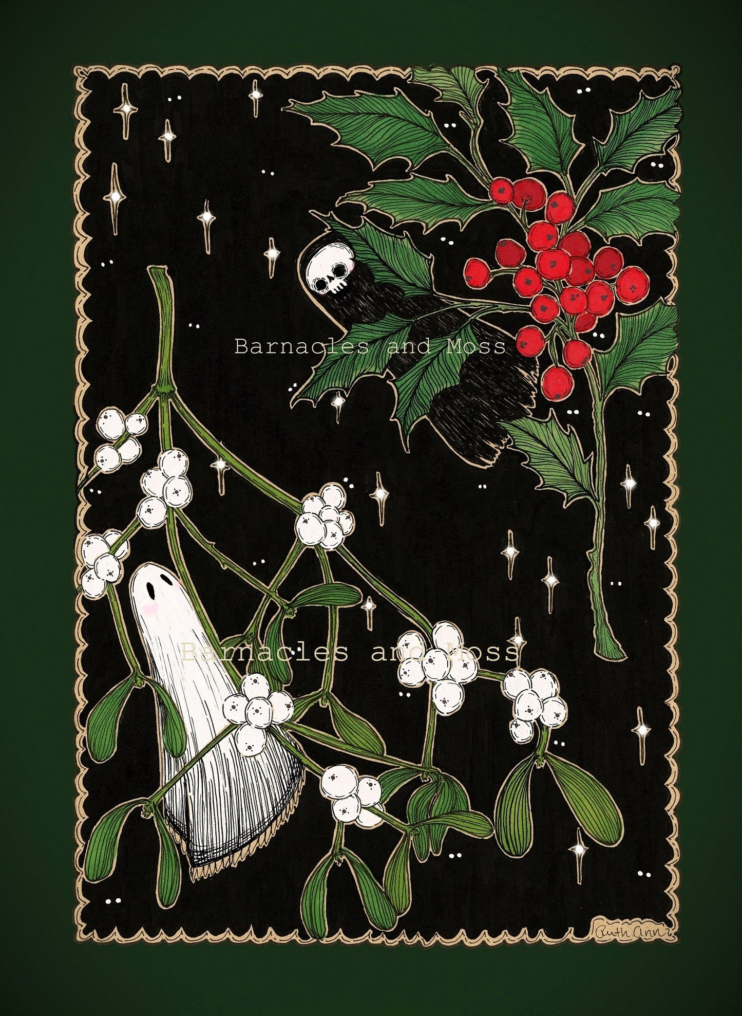 Haunted Holly and Mistletoe Fine Art Print