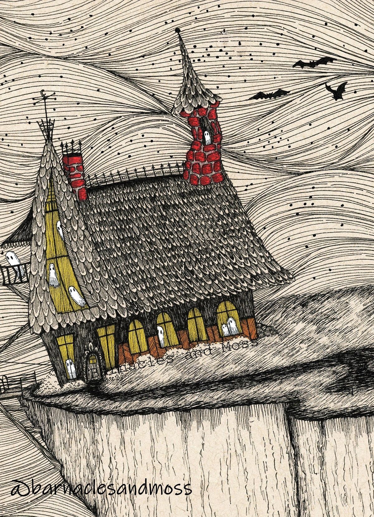 Haunted Cliffside Home Fine Art Print