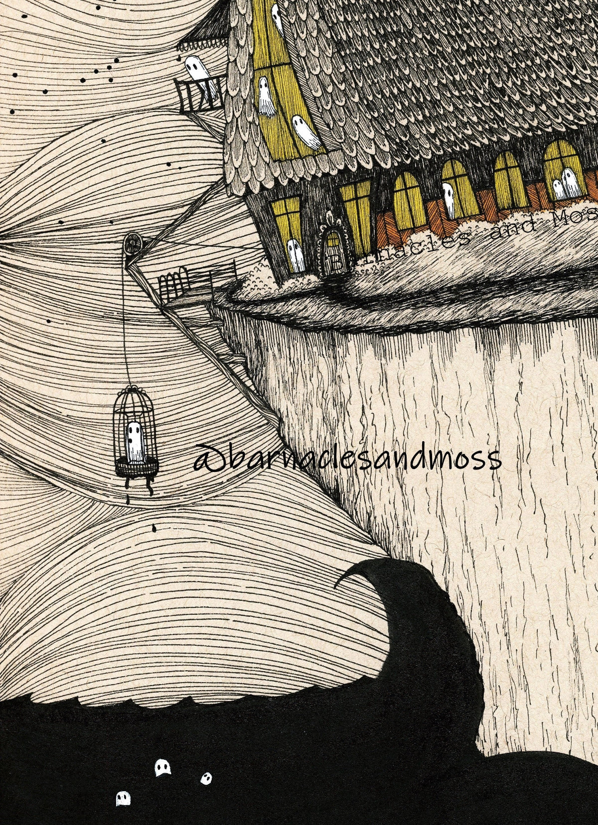 Haunted Cliffside Home Fine Art Print