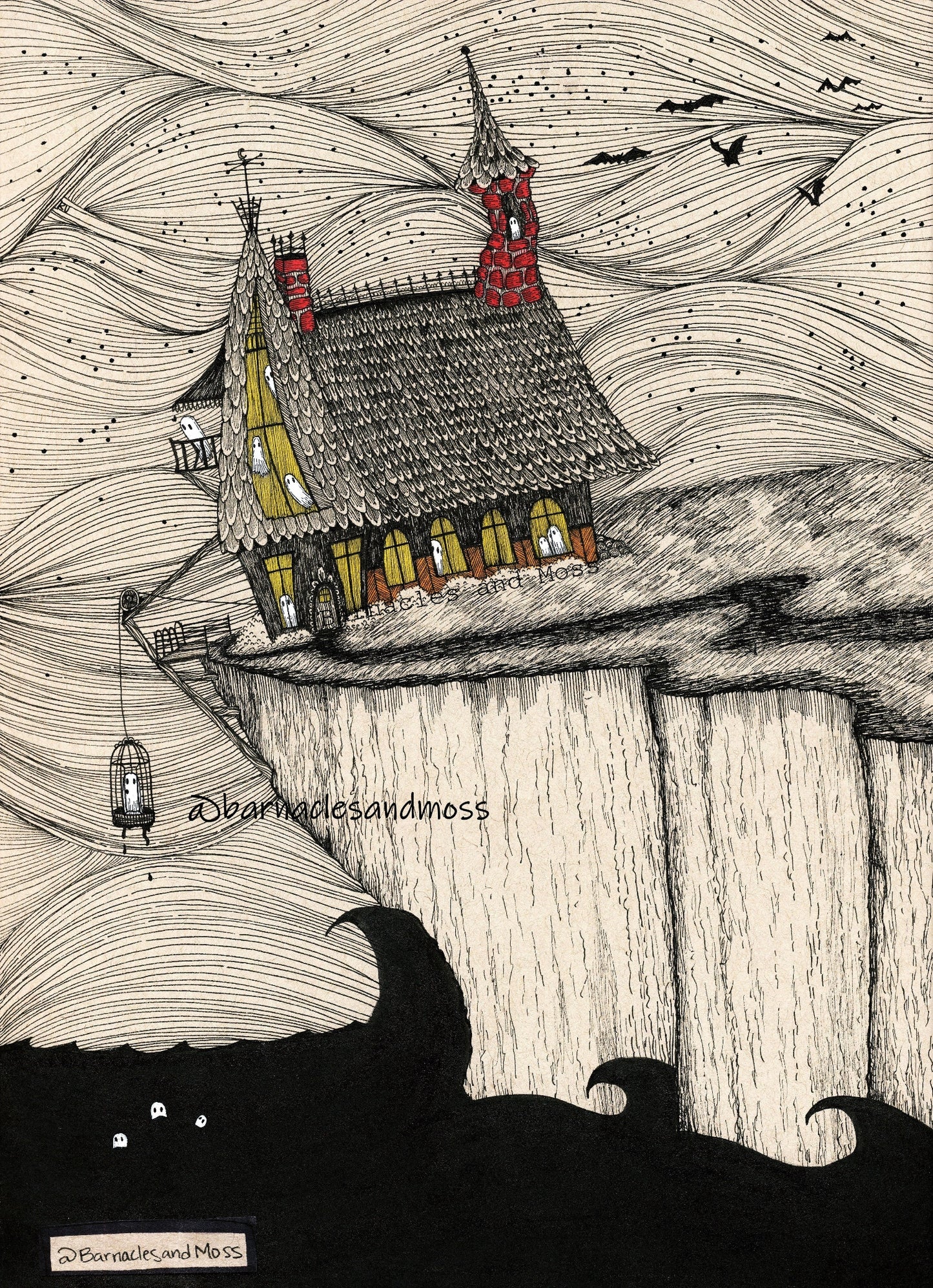 Haunted Cliffside Home Fine Art Print