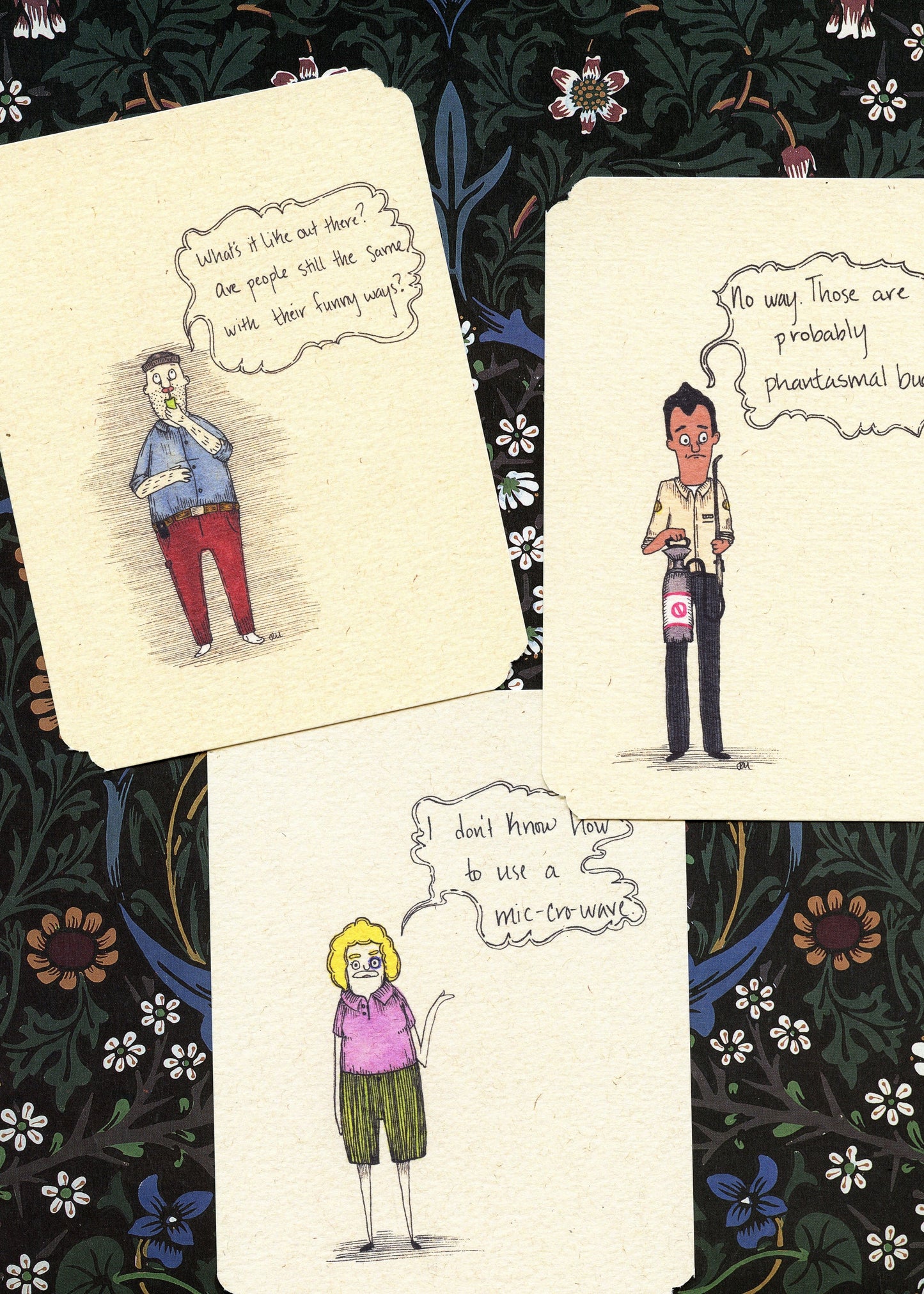 Set of 6 Frameable Burger People Card Set | Envelopes Included