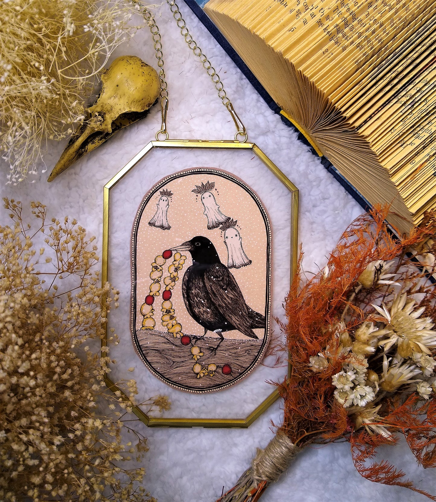 Crow with Garland Fine Art Print