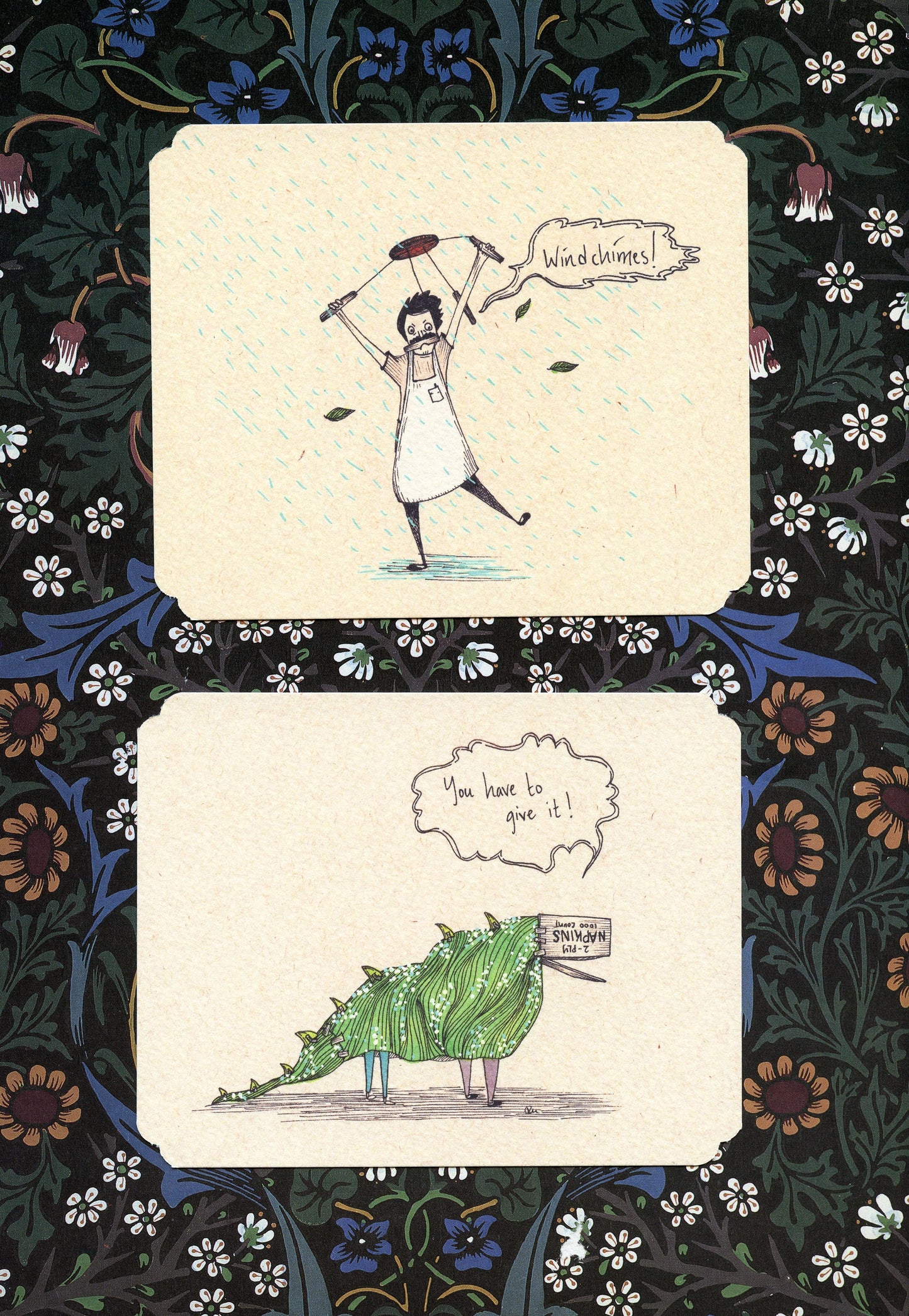 Set of 4  Frameable Mr. Burger and Burger Child Card Set | Envelopes Included