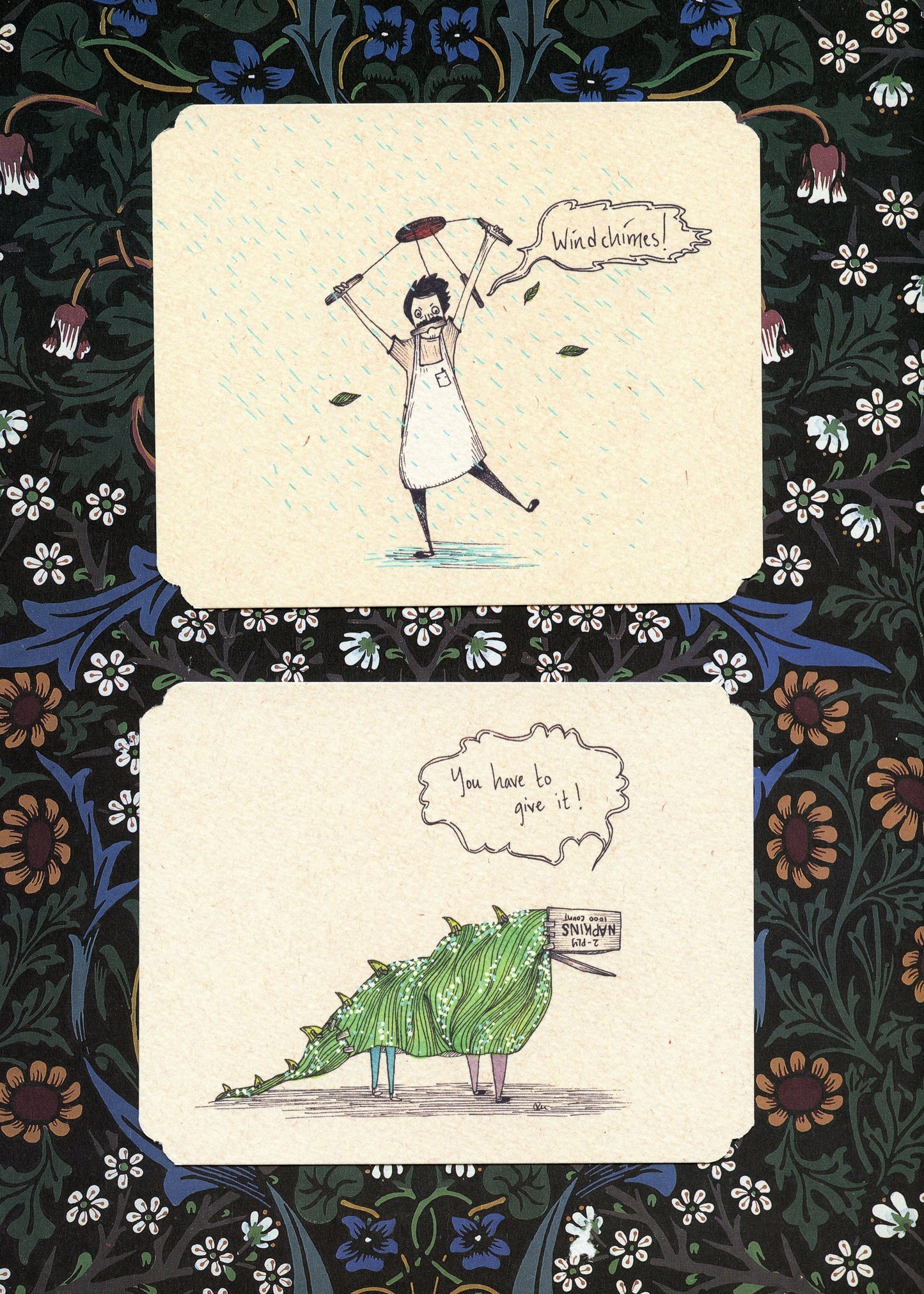 Set of 4  Frameable Mr. Burger and Burger Child Card Set | Envelopes Included