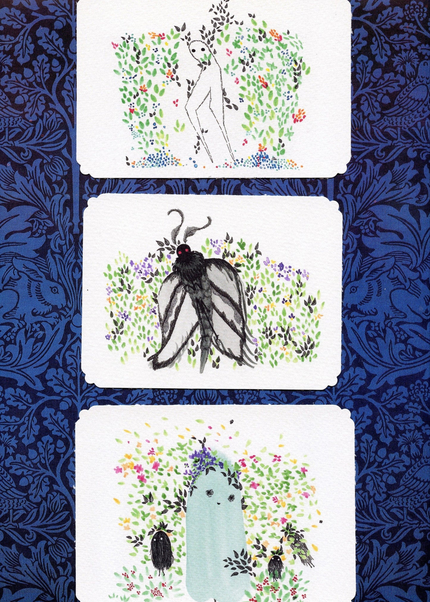 Set of 3 Cryptid Garden Cards | Envelopes Included