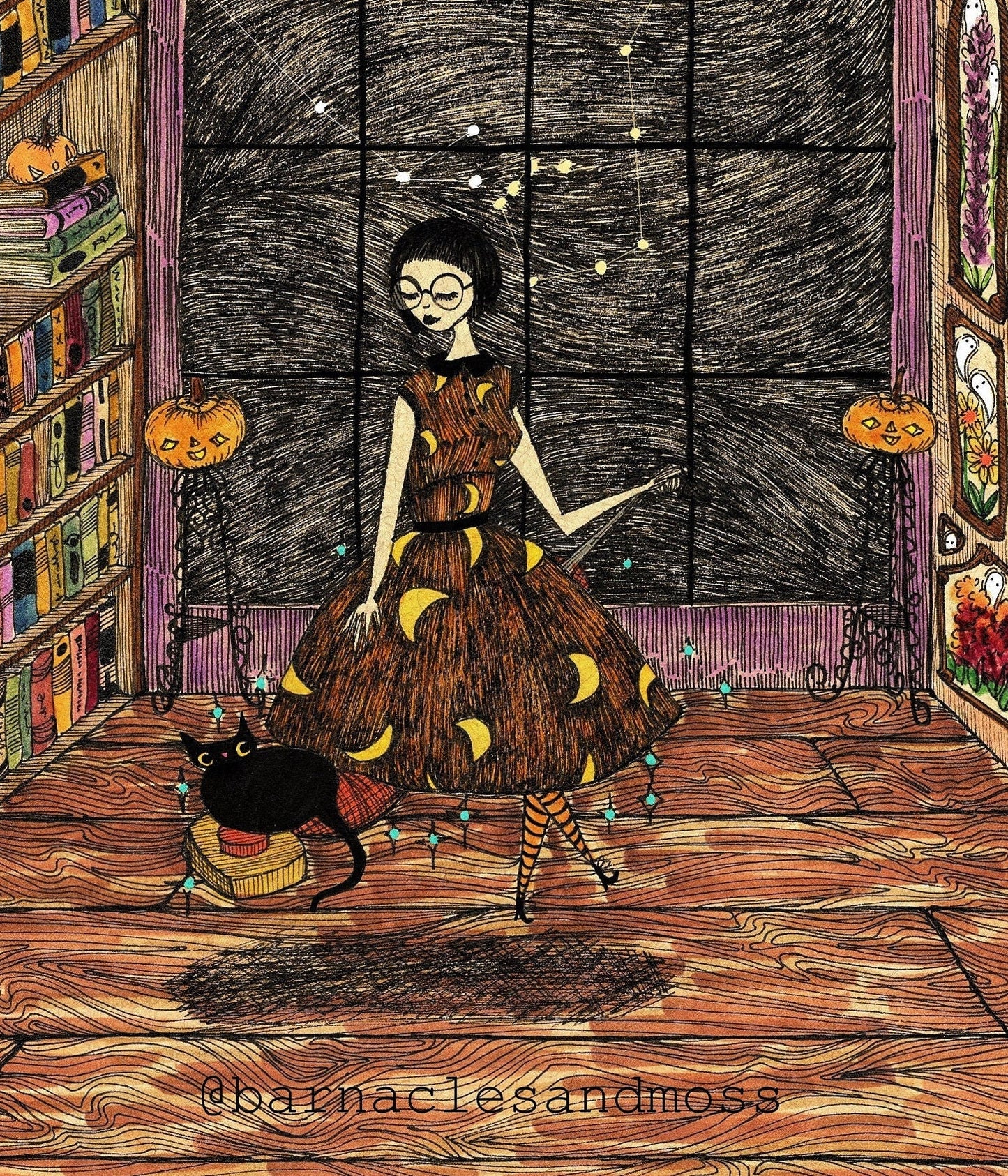 Wobble The Witch Cat Fine Art Print