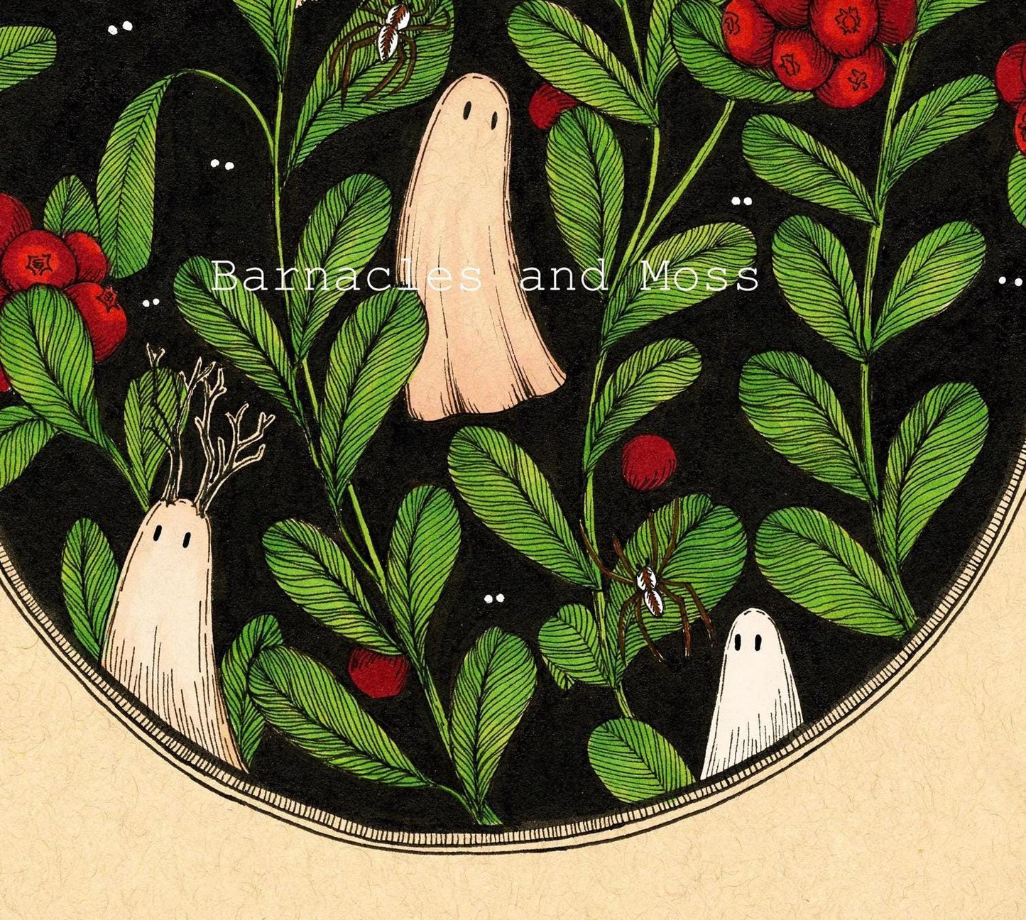 Bog Spiders In The Cranberries Fine Art Print