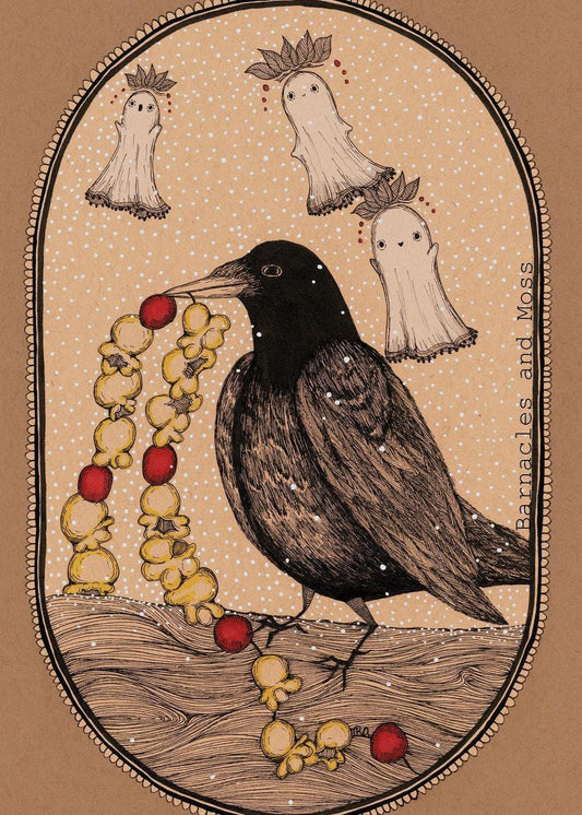 Crow with Garland Fine Art Print