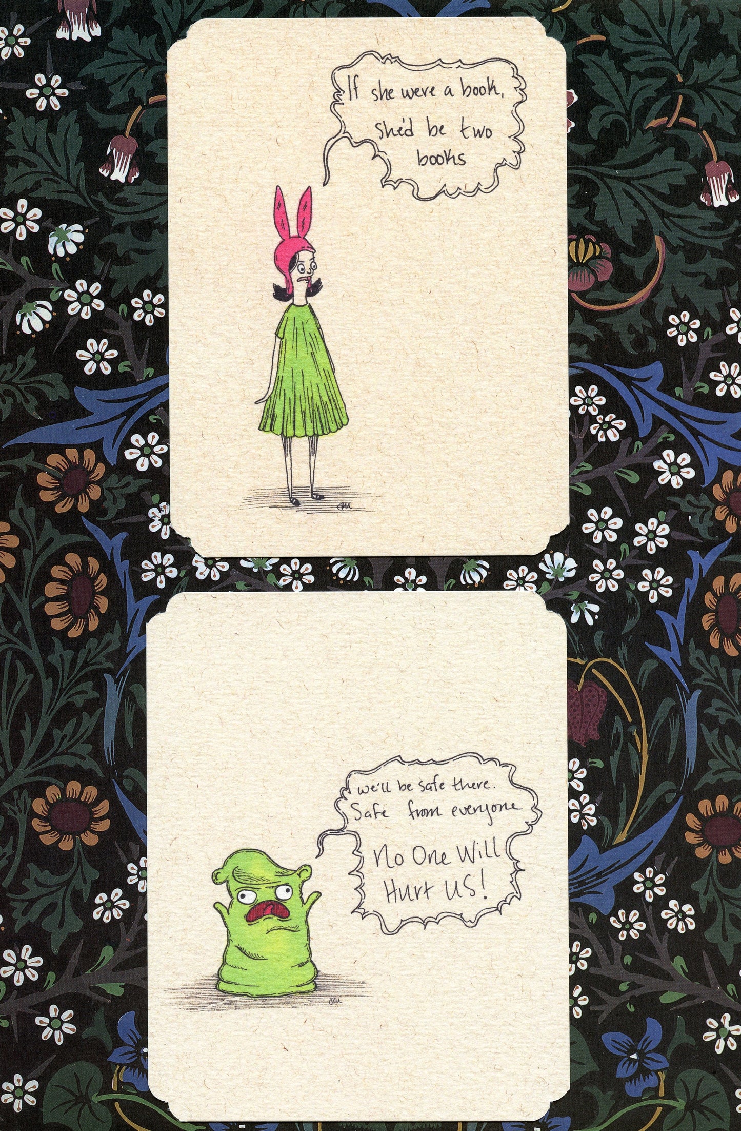 Set of 4  Frameable Mr. Burger and Burger Child Card Set | Envelopes Included