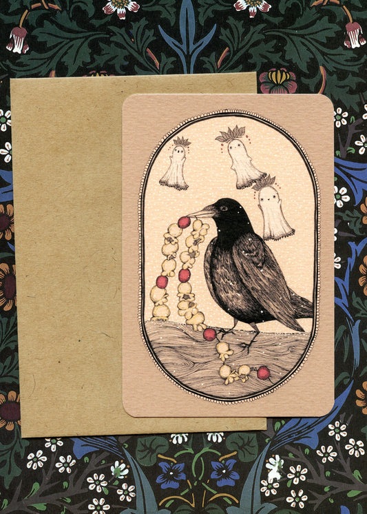 Crow With Garland Cards - Set of 3